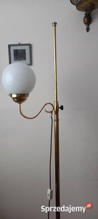 Mosiężna lampa podłogowa z ruchomym ramieniem Antyki