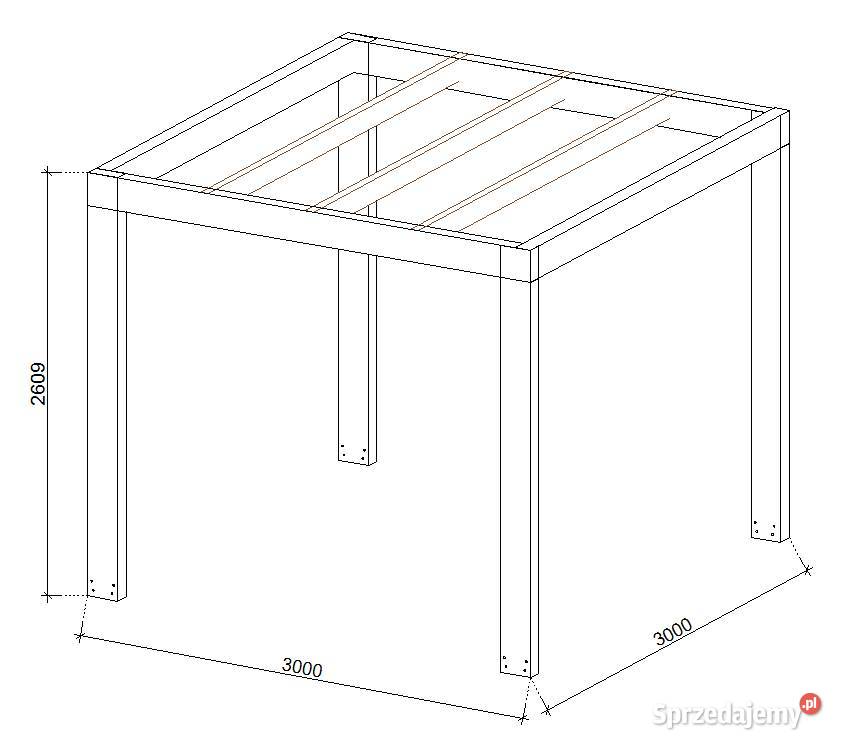 Pergola rzymska Eko 300x300 wolnostojąca masywna Rębiszów