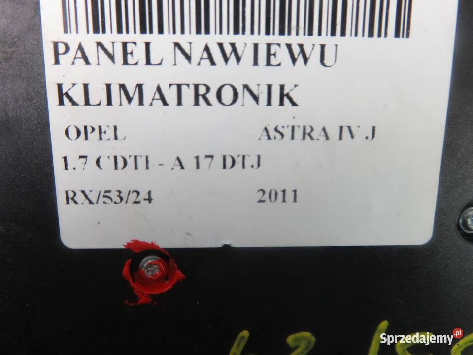 KLIMATRONIK OPEL ASTRA IV J 13343707 Panele sterowania, przełączniki