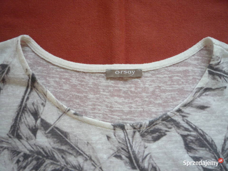 Orsay 40L 42XL Bluzka biała szare piórka Szczecin