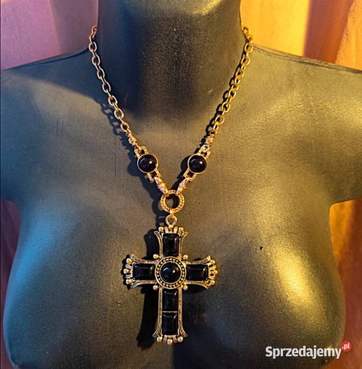 Złoty 14k Naszyjnik Krzyżyk Wisiorek Zawieszka z pozłacane śląskie