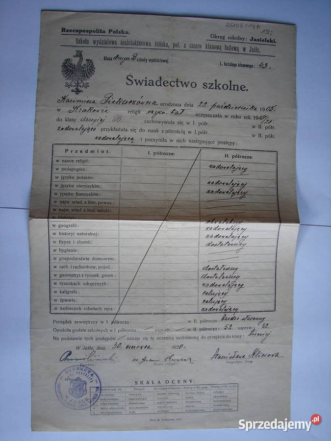 Jasło Szkoła wydziałowo ludowa w Jaśle 1920 Antykwariat Warszawa sprzedam