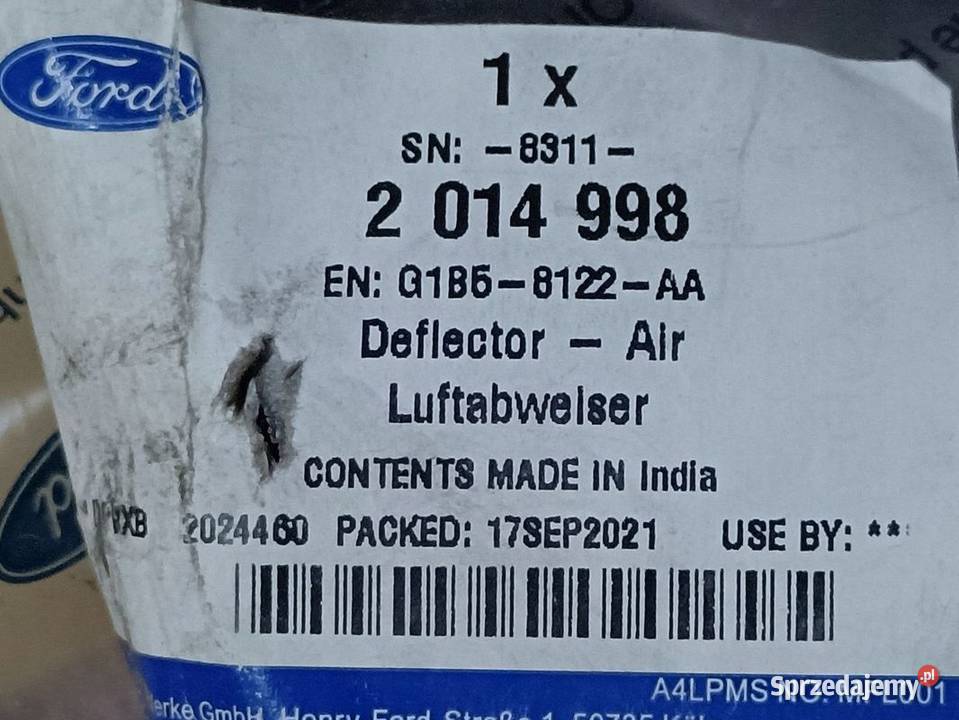 FORD KA 16 WLOT KIEROWNICA POWIETRZA LEWY PRZÓD Pleszew
