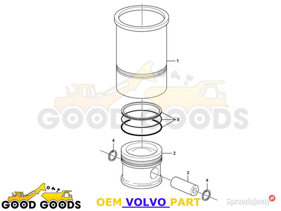 VOLVO ZESTAW TŁOK TULEJA CYLINDRA D6D TAD620 20854651 877458