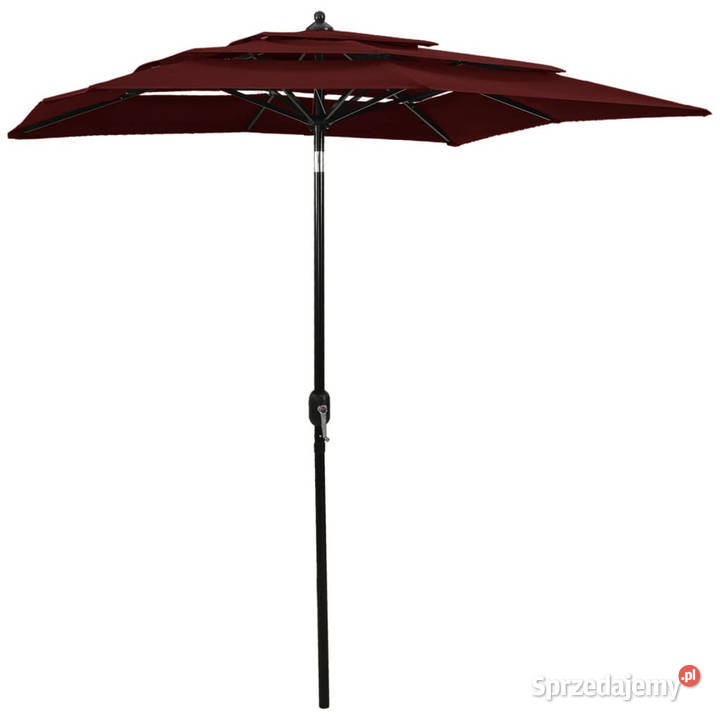 3poziomowy parasol na aluminiowym słupku bordowy Warszawa