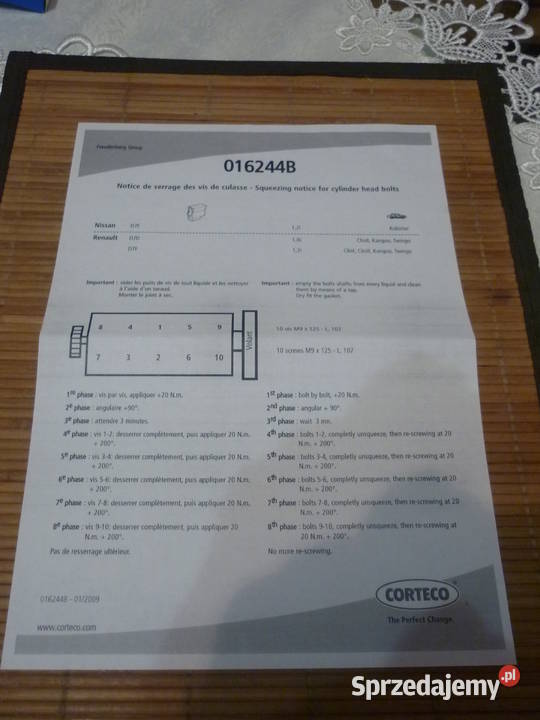 Komplet śrub głowicy Renault 12 L 10 7700107044