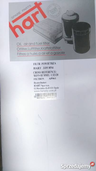 FILTR POWIETRZA Hart 335854 AP061 Transit Filtry sprzedam