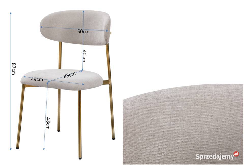 Designerskie krzesło tapicerowane Elton kremowe