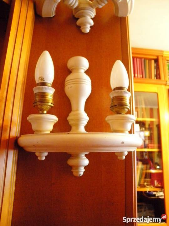 Kinkiety białe drewniane komplet 2 sztuki Katowice