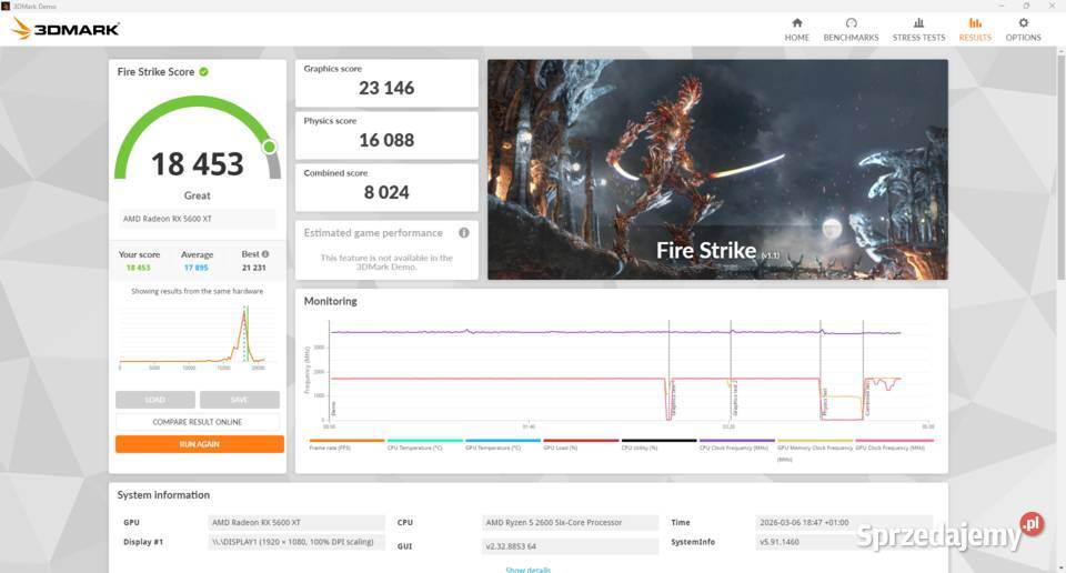 Komputer Gamingowy Ryzen 5 2600 RX 5600 XT 6GB Pamięć RAM 16 Ostrów Wielkopolski