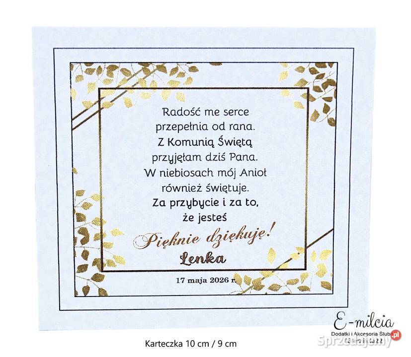 Podziękowania Gości I KOMUNIA ŚW CHRZEST Św Zielona Góra