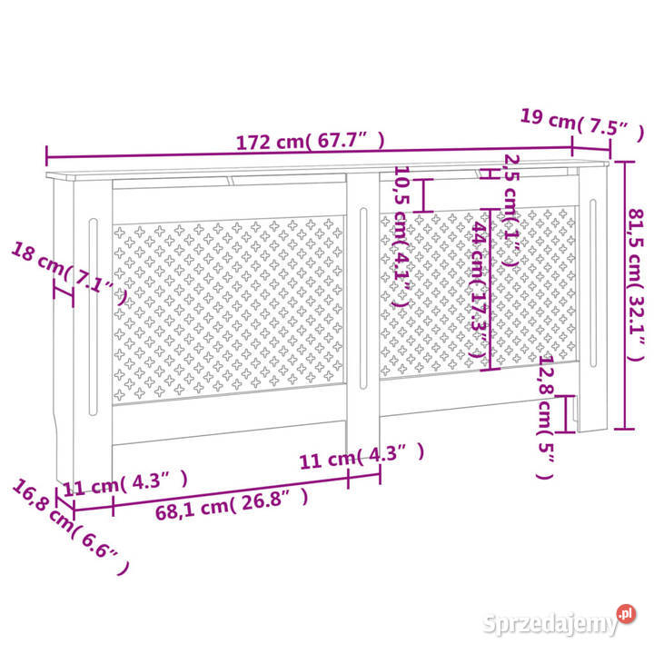 Osłona na kaloryfer czarna 172x19x815 MDF mazowieckie sprzedam