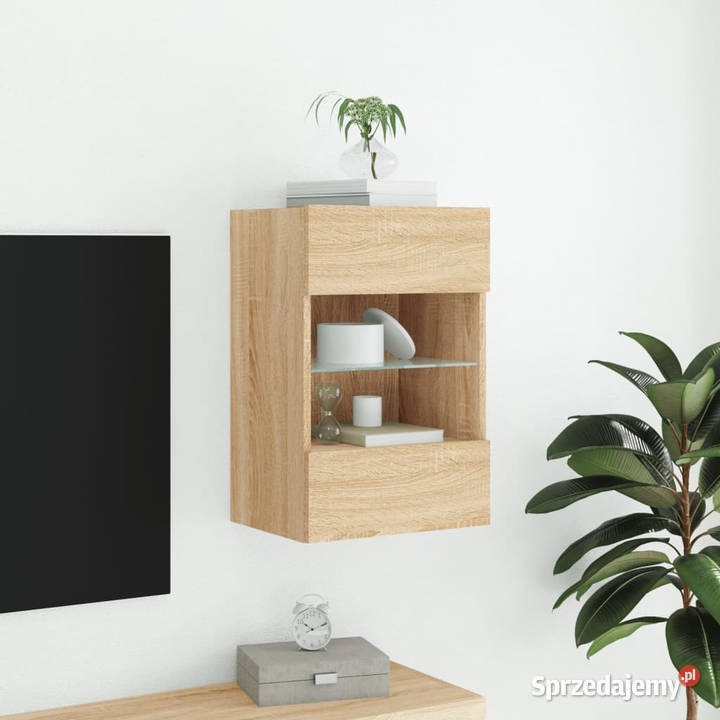 Ścienna szafka TV z LED dąb sonoma 40x30x605 RTV Warszawa