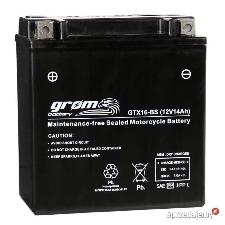 Akumulator motocyklowy GROM GTX16BS YTX16BS 12V Akumulatory motocyklowe