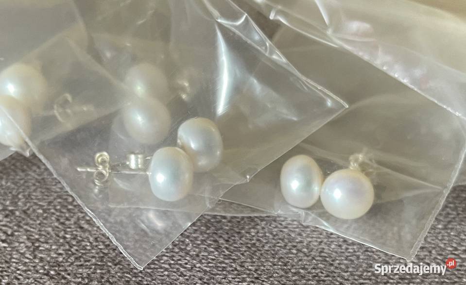 Srebrne kolczyki z perłą Wyprzedaż likwidacja Zegarki i Biżuteria