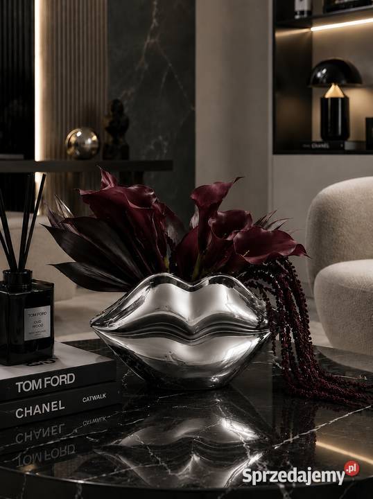 Ceramiczny Wazon Usta Glamour Srebrna Dekoracja Golkowice sprzedam