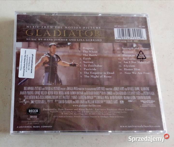 Muzyka filmowa Gladiator Cats Pavarotti zestaw 3 Zakopane