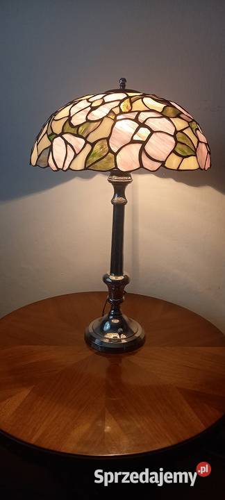 Piękna lampa z chromowanego mosiądzu klosz Skierniewice