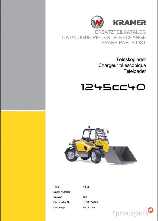 katalog części kramer ładowarka czołowa