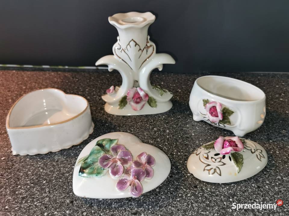 Świecznik Puzderka zestaw Stara ażurowa Piastów