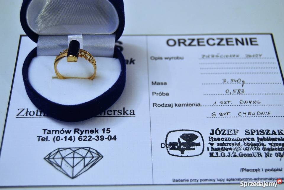 Okazja Sprzedam złoty pierścionek z Onyksem Tarnów