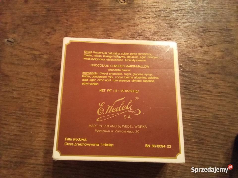 Ptasie mleczko czekoladowe puste opakowanie lata mazowieckie sprzedam