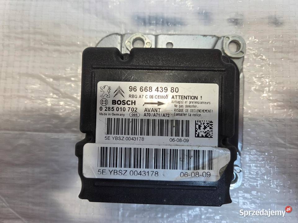 MODUŁ SENSOR AIRBAG 9666843980 PEUGEOT 207 osobowe