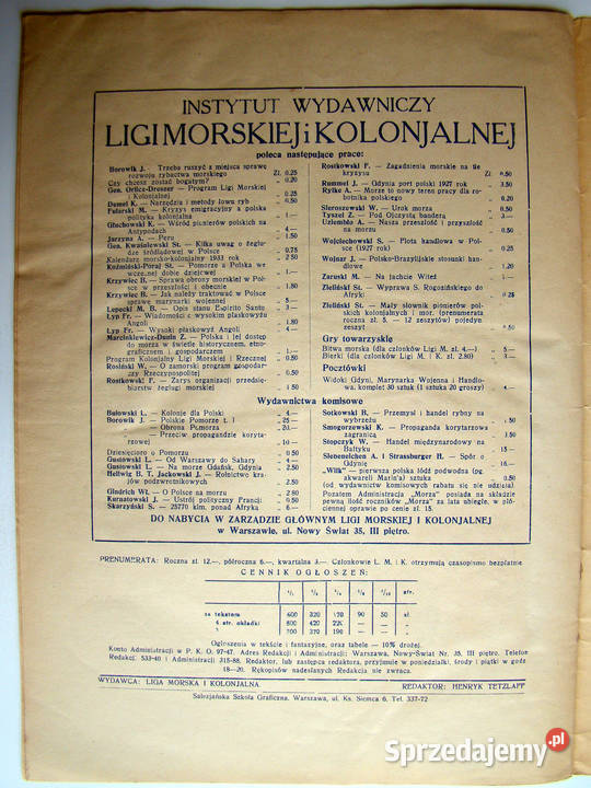 Morze 5 1933 X Organ Ligi Morskiej i Kolonialnej Limanowa
