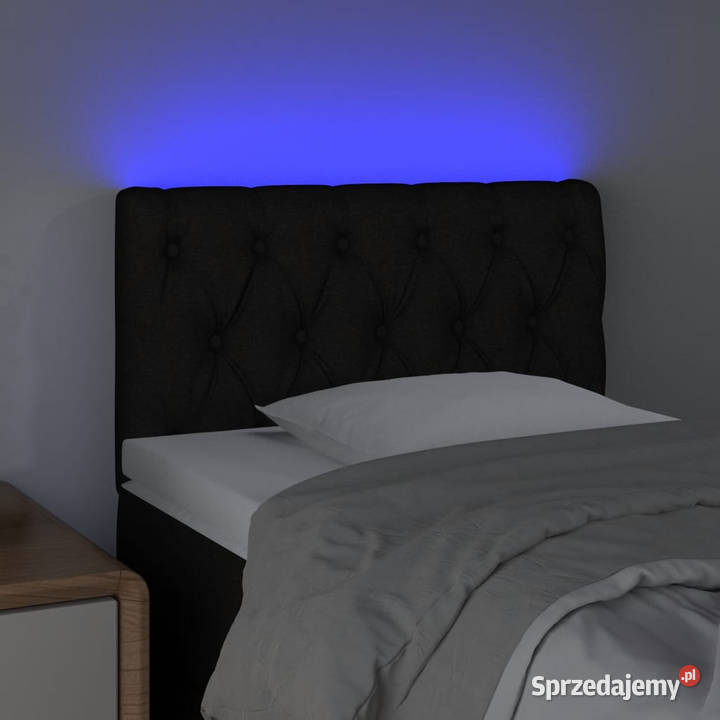 Zagłówek do łóżka z LED czarny 80x7x7888 tkanina Warszawa