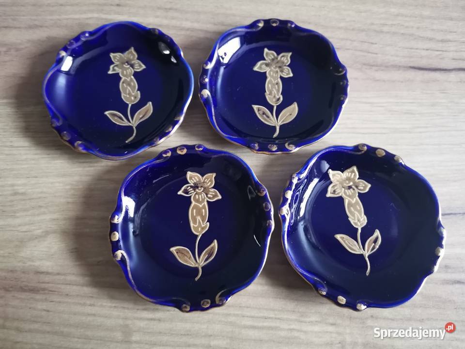 Stara kobaltowa porcelana Ilmenau 4 złocone Siemianowice Śląskie