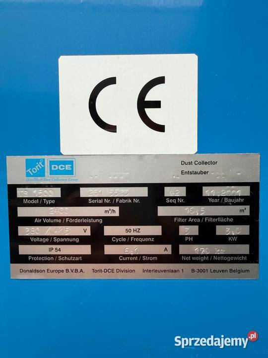 Odciąg pyłu wyciąg filtr Donaldson Torit VS1500 Zdziechowice