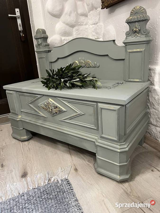 Stara drewniana ławka siedzisko prowansalski Żary