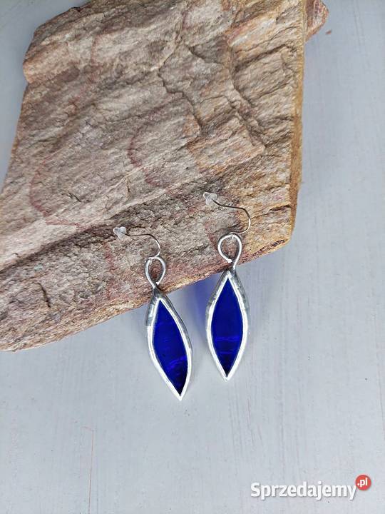 kolczyki geometria kobalt witraż Rękodzieło śląskie Piekary Śląskie