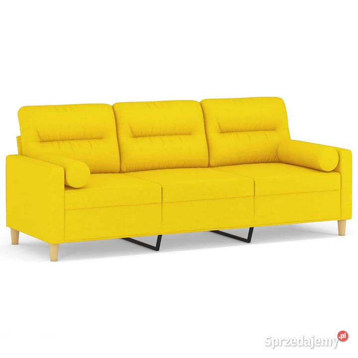 3osobowa sofa z poduszkami jasnożółta 180