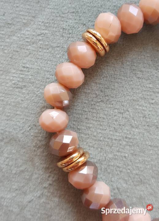 Nowa bransoletka koraliki pudrowy róż szary zachodniopomorskie Szczecin