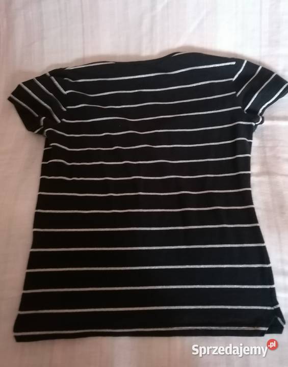 Koszulkapodkoszulek Tshirt czarny ze srebrem Paski Łódź sprzedam