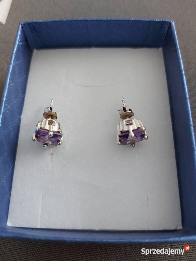 Srebrne kolczyki z fioletową cyrkonią Dla kobiet Olkusz