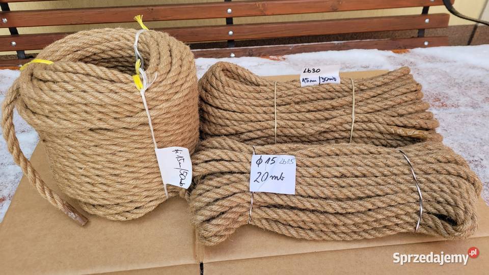Piękna Naturalna lina jutowa sznur konopny fi 15 Lublin