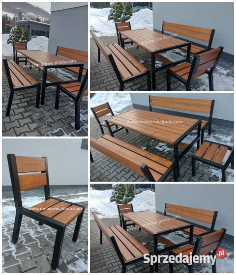 Stół ocynk zestaw mebli ogrodowych ławki fotele małopolskie Tokarnia