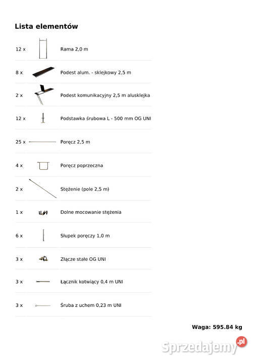 NOWE 775 m2 Rusztowanie 125x62m Ramy stalowe 2 Stare Siołkowice