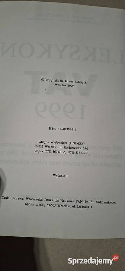 Leksykon VAT 1999 1 wydanie unikat na rynku Łęczyca sprzedam