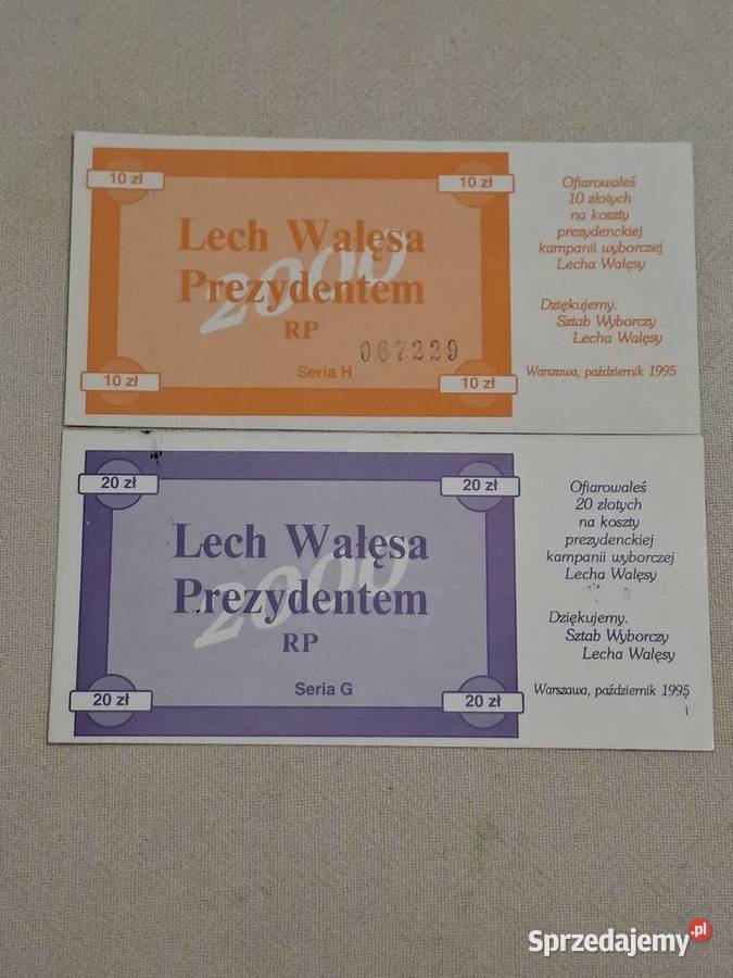 Cegiełki sztabu wyborczego Lecha Wałęsy 1995r Numizmatyka