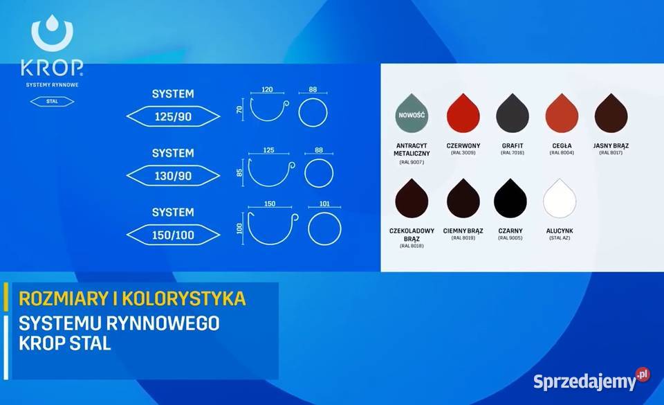 KROP STAL System rynnowy RURA fi 90 1m CZARNY Materiały budowlane Hajnówka