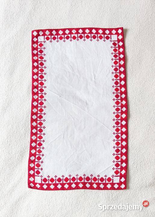 Ręcznie haftowana serweta serwetka bieżnik len Szczecin