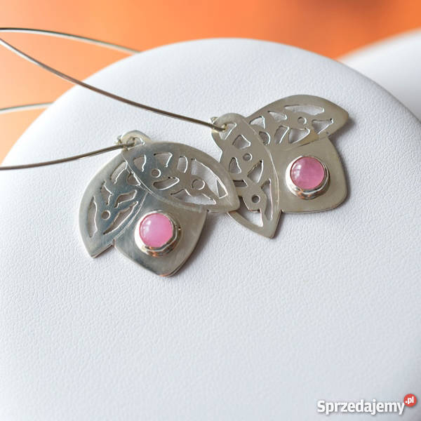 Ażurowe kolczyki z jadeitami srebrne