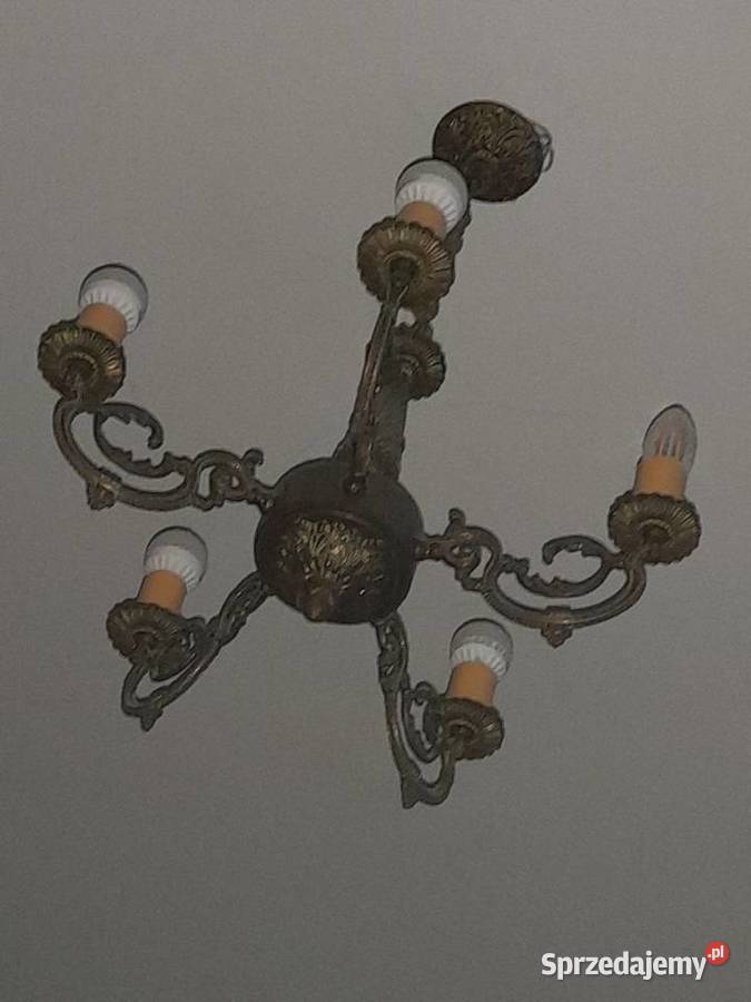 Żyrandol mosiężny 5 ramienny Warszawa sprzedam