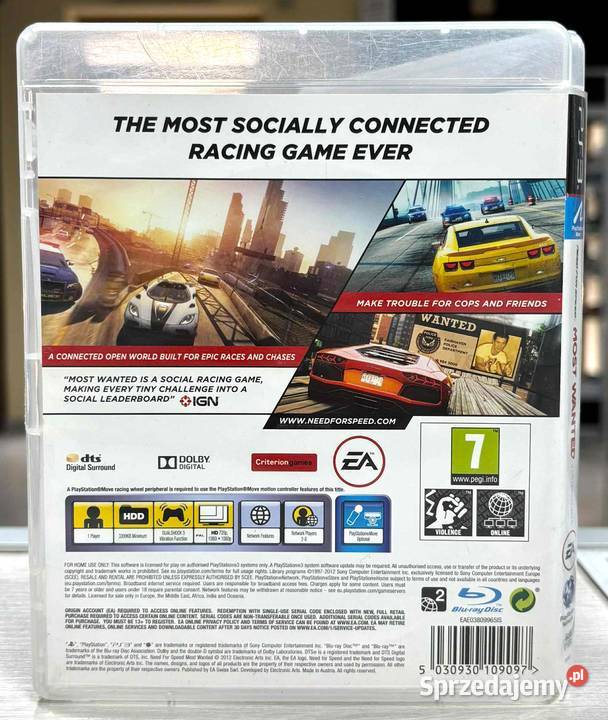 Gra 3 Need For Speed Most Wanted Sony Playstation 3 Gry na konsole warmińsko-mazurskie Elbląg