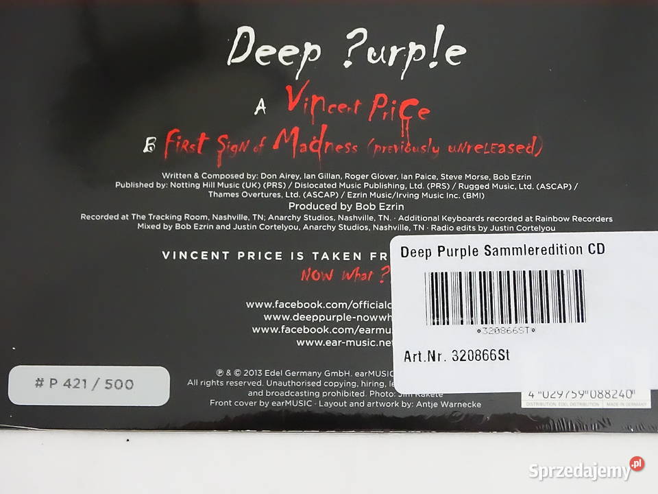 Deep Purple Vincent Vinyl 7 Limited Edition Biłgoraj sprzedam