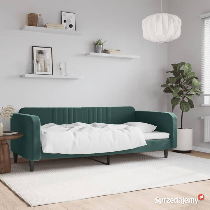 Sofa z funkcją spania ciemnozielona obita mazowieckie Warszawa