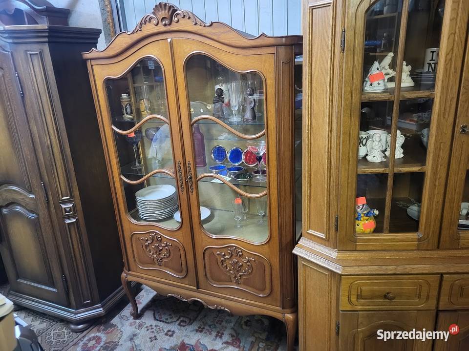 Biblioteka dębowa witryna z Niemiec SERWANTKA Kredensy i witryny